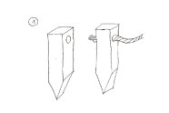 Zeichnung: Zwei Holzpfosten werden mit einem Seil verbunden