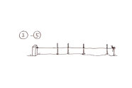Zeichnung: Holzpfosten mit Seil verbunden